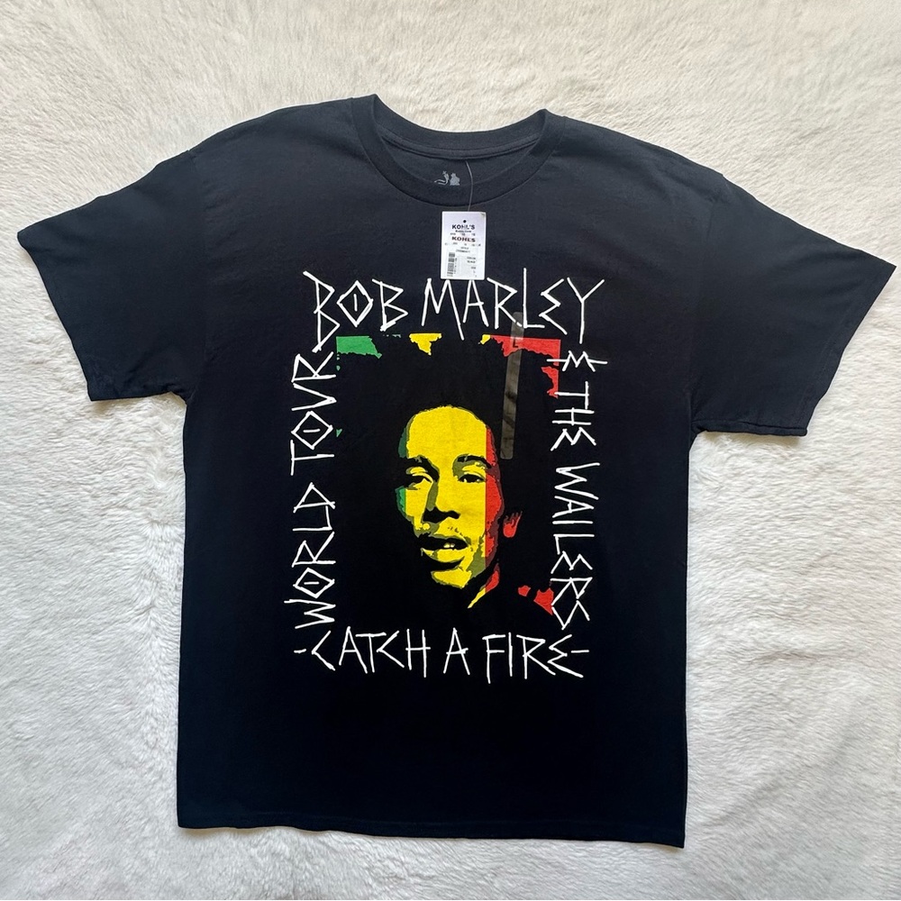 Zion Rootswear Bob Marley The Wailers Catch A Fire World Tour Graphic Tee Shirt